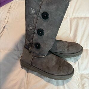 UGG Women's Charcoal Suede Button Boots